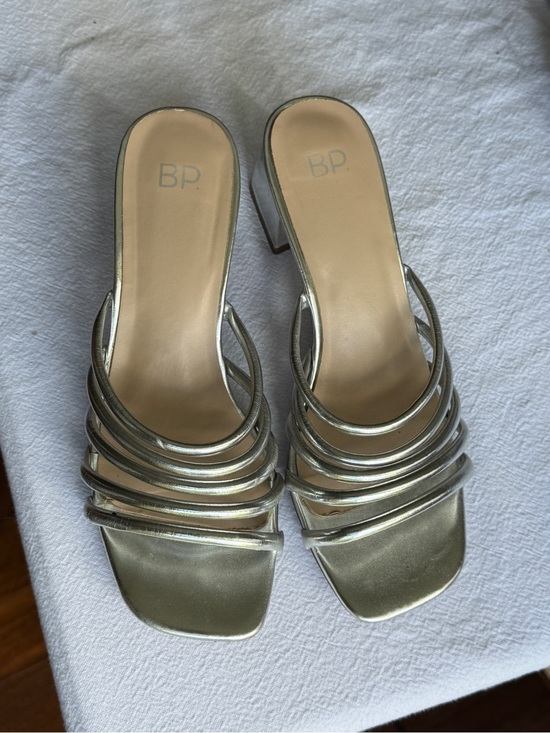 bp Shoes - BP Silver Multi-Strap Strappy Block Heel Sandals Heels
